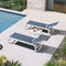 PURPLE LEAF Outdoor Chaise Lounge Chairs Set of 2 White Aluminum Lounge Chair Five-Position Adjustable Chaise with Wheels and Table for Pool Deck Patio