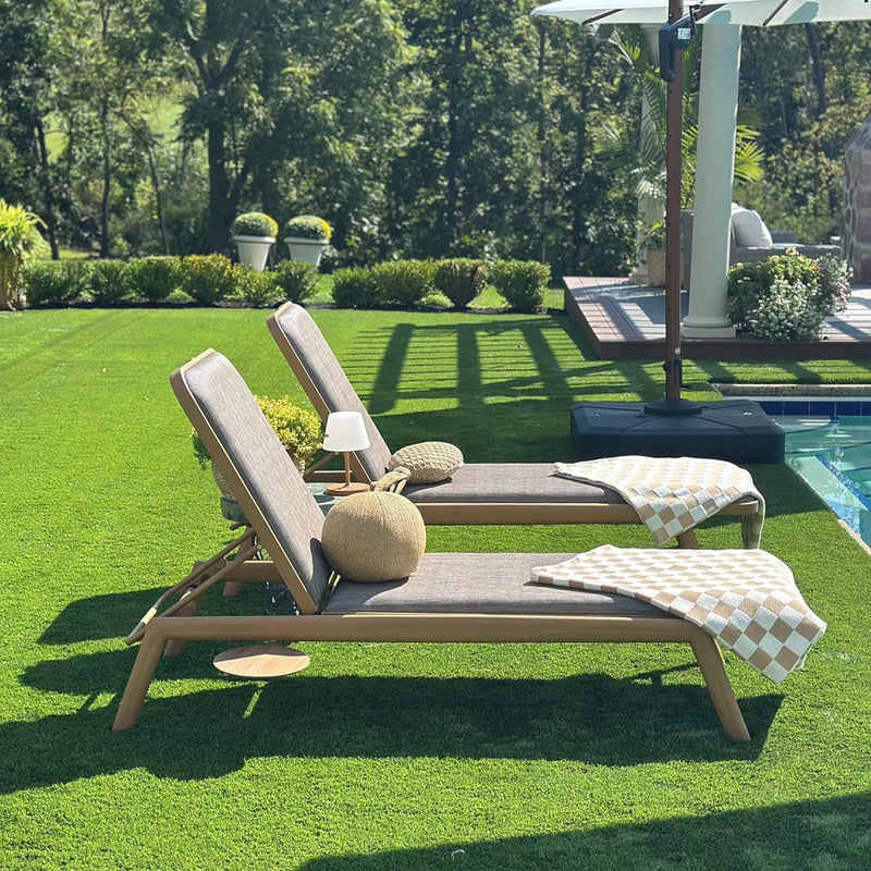 PURPLE LEAF Patio Chaise Lounge with Cushion Aluminum Tanning Chair Lounge Adjustable Reclining Set