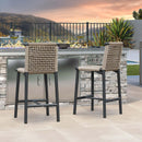PURPLE LEAF Bar Stools Set of 2 with Back Aluminum Patio Counter Height Stools for Pool Lawn Kitchen All Weather Wicker Outdoor Bar Chairs
