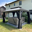 PURPLE LEAF Patio Gazebo for Backyard | Hardtop Galvanized Steel Frame with Upgrade Curtain | Light Grey