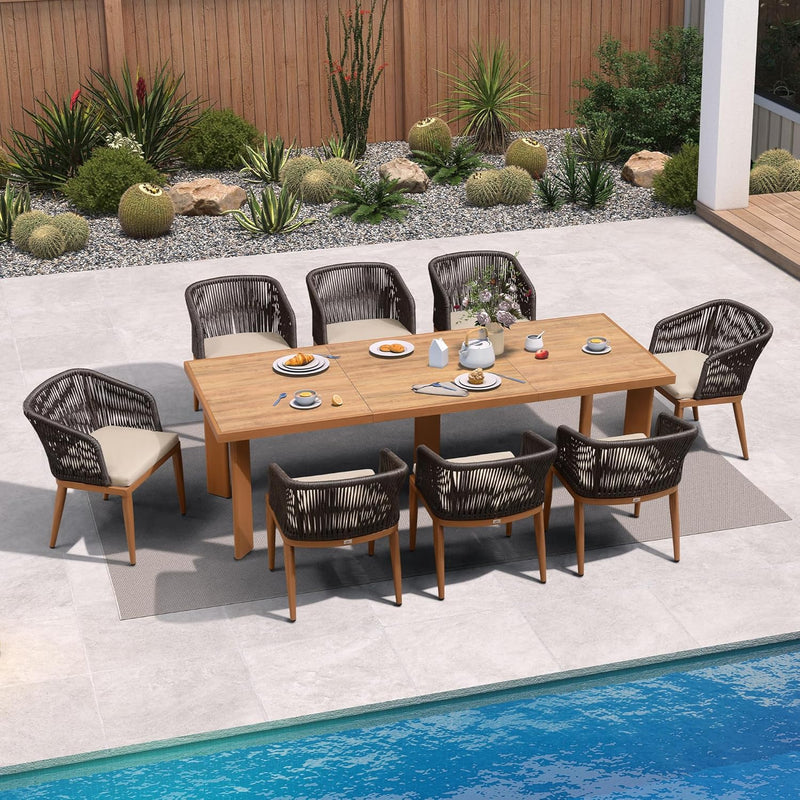 PURPLE LEAF 7/9/11 Pieces Patio Dining Set Cushions Wicker Outdoor Dining Table and Chairs