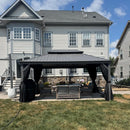 PURPLE LEAF Patio Gazebo for Pool Light Grey Hardtop Galvanized Steel Roof with Upgraded Curtains