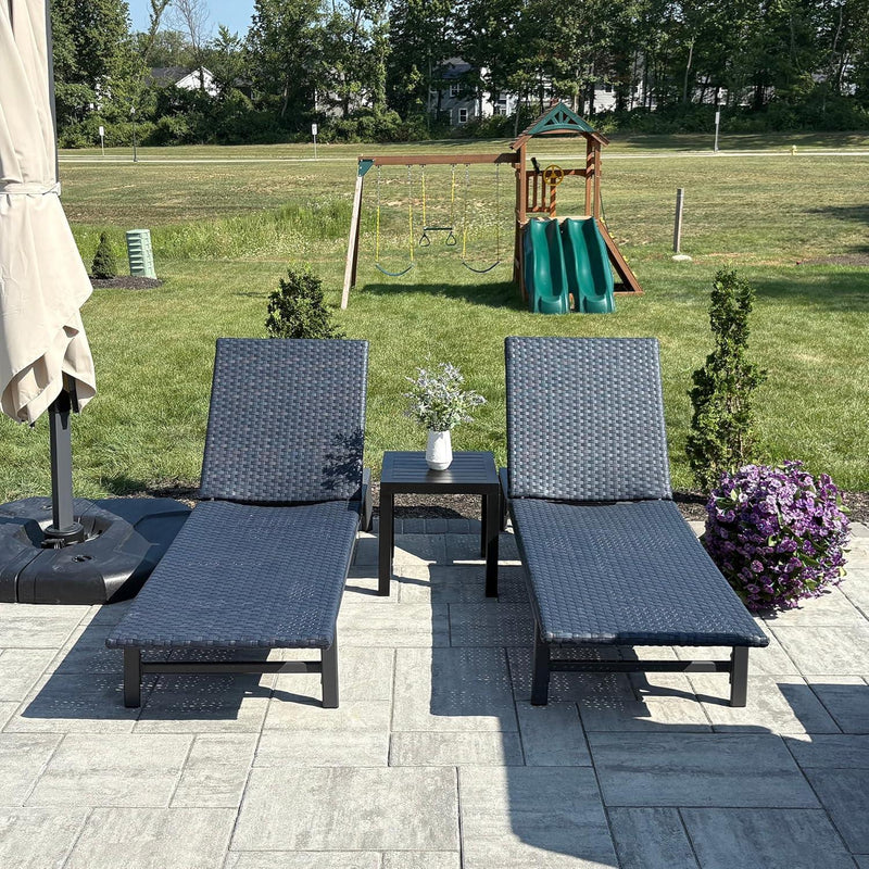 PURPLE LEAF Patio Chaise Lounge Chairs Outdoor, Wicker Pool Lounge Chairs for Outside with Adjustable Backrest, Aluminum Sunbathing Lounger for Patio, Poolside, Garden