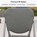 Clearance-PURPLE LEAF Outdoor Woven Bar Stools Set of 2, Aluminum Frame Counter Stools, for Pool Garden