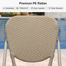 Clearance-PURPLE LEAF Outdoor Woven Bar Stools Set of 2, Aluminum Frame Counter Stools, for Pool Garden