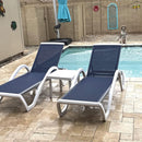 PURPLE LEAF Patio Chaise Lounge Chair Outdoor Plastic Textilene Sun Bathing Recliner Tanning Pool Lounger with 6 Adjustable Position for Outside Beach in-Pool Lawn Poolside
