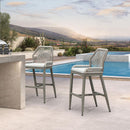 Clearance - PURPLE LEAF Patio Sunbrella Bar Stools Rattan Bar Aluminum Bar Stool Outdoor Barstools with Back and Cushion for Garden Kitchen Island