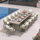 PURPLE LEAF Outdoor Dining Set for Family, Aluminum Outdoor Patio Table and Chairs Set with Olefin Cushions, Patio Furniture Set for Garden or Deck, Beige