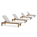PURPLE LEAF Outdoor Teak Chaise Lounge Chair, Wood Grain Aluminum Outdoor Pool Lounge Chairs with Adjustable Backrest, Breathable Recliner for Patio, Poolside, Garden