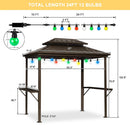 PURPLE LEAF Hardtop Grill Gazebo for Patio Bronze Permanent Metal Roof Outside Sun Shade Outdoor BBQ Canopy with String Lights