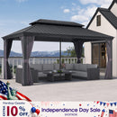 PURPLE LEAF Patio Gazebo for Backyard Grey Hardtop Galvanized Steel Roof Awning with Reinforcement Support Rod