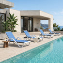 Clearance-PURPLE LEAF Patio Chaise Lounge Plastic Pool Outdoor Lounge Chair with Aluminum Frame Stackable Patio Tanning Chairs for Poolside Sunbathing Beach Deck Yard