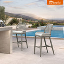 Clearance - PURPLE LEAF Patio Sunbrella Bar Stools Rattan Bar Aluminum Bar Stool Outdoor Barstools with Back and Cushion for Garden Kitchen Island