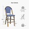 OPEN BOX I PURPLE LEAF French Counter Height Bar Height Stool Set of 2, Patio Bar Chairs with Back Rattan, French Bistro Set