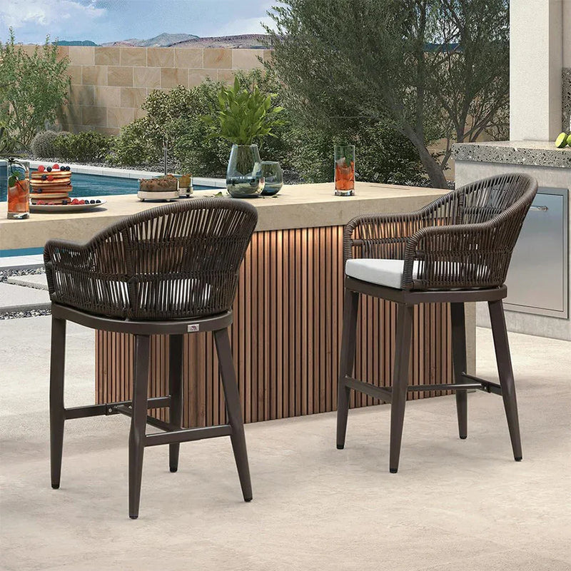 OPEN BOX I PURPLE LEAF Patio Chairs, 2 Set Outdoor Bar Stools Modern Counter Height Bar, Cushions Included