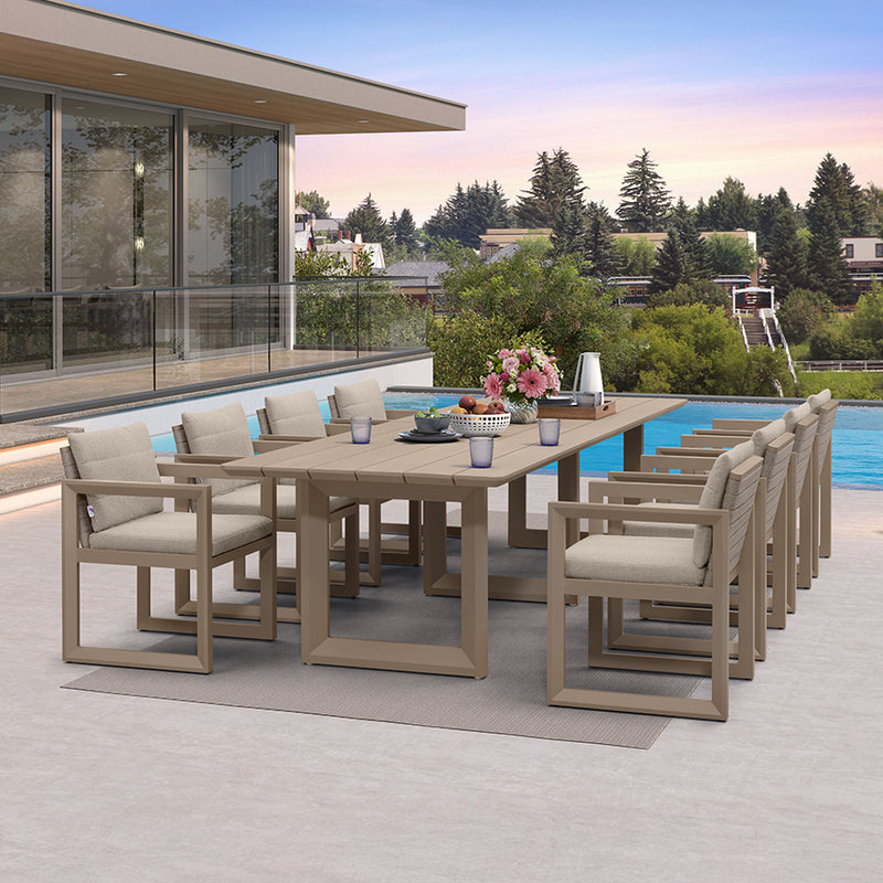 PURPLE LEAF Caesar Outdoor Dining Set Aluminum Luxury Patio Furniture Table and Chairs Set with Olifen Removable Thick Cushion and Pillow Patio Dining Sets for Garden Deck