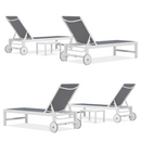 PURPLE LEAF Outdoor Chaise Lounge Set Adjustable Sunbathing Recliner with Side Table for Beach Poolside Patio Outside Aluminum Chaise Lounger