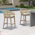 PURPLE LEAF Outdoor Bar Stools Counter Stools Rattan Bar Stools Chair with Backrest for Indoor or Outdoor, Kitchen lsland