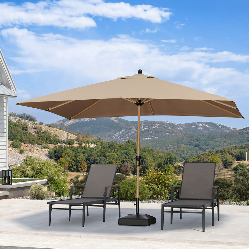 PURPLE LEAF Patio Market Umbrella Aluminum Outdoor Table Umbrella with Wood Color