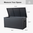 PURPLE LEAF Galvanized Steel Outdoor Deck Box with Wheels, Gray