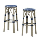 PURPLE LEAF Patio Round Bar Stools Set of 2 Outdoor Backless Barstools Woven Rattan Bar Chair  for Indoor Kitchen Island Bistros Cafe Restaurant