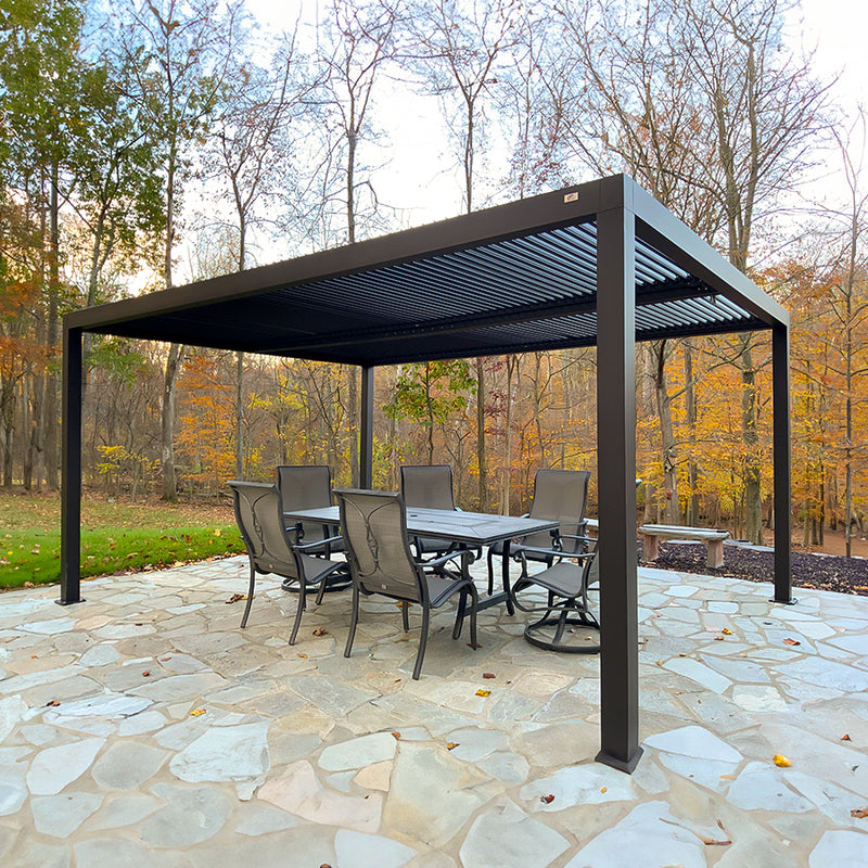 PURPLE LEAF Louvered Pergola Outdoor Aluminum Pergola with Adjustable Roof for Deck Backyard Garden Hardtop Gazebo