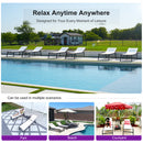 PURPLE LEAF Outdoor Lounge Chair Patio Chaise Pool Lounger Aluminum Frame with Side Table and Wheels for Outside Sunbathing Tanning Recliner Including Pillows