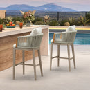 PURPLE LEAF Outdoor Bar Stools Chair Set of 2, Modern Rattan Bar Stool with Back and Cushion for Balcony, Indoor or Outdoor, Kitchen Island