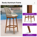 PURPLE LEAF Outdoor Swivel Counter Height Bar Stools Set of 2 Patio 360° Rotating All-Weather Wicker Stools with Back and Cushion for Outside Backyard Kitchen Bistro Garden Bar