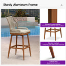 PURPLE LEAF Outdoor Swivel Counter Height Bar Stools Set of 2 Patio 360° Rotating All-Weather Wicker Stools with Back and Cushion for Outside Backyard Kitchen Bistro Garden Bar