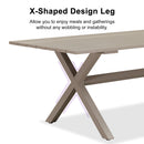 PURPLE LEAF Modern Outdoor Dining Table with 6/8/10 Seats, All-Weather Aluminum Table and Rattan Chairs with Cushions, Champagne