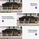 PURPLE LEAF Sunroom Hardtop Gazebo Solarium Wood Grain  Galvanized Steel Double Roof All-Weather Aluminum Outdoor Screen House