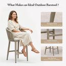 PURPLE LEAF Outdoor Bar Stools Patio Modern Aluminum Rattan High Back & Arms Bar Chairs with Removable Cushions and Pillows  for Outdoor or Indoor