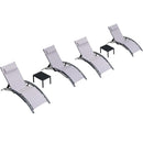 PURPLE LEAF Patio Chaise Lounge Set Outdoor Beach Pool Sunbathing Lawn Lounger Recliner Chair Outside Chairs with Side Table Included