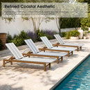 PURPLE LEAF Outdoor Teak Chaise Lounge Chair, Wood Grain Aluminum Outdoor Pool Lounge Chairs with Adjustable Backrest, Breathable Recliner for Patio, Poolside, Garden