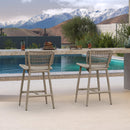 PURPLE LEAF Patio Counter Height Bar Stools Set of 2 Metal Bar Chairs with Back Wicker Woven Stools for Kitchen Island Pool Garden Outdoor Barstools