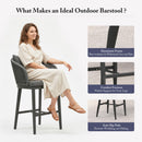 PURPLE LEAF Outdoor Bar Stools Patio Modern Aluminum Rattan High Back & Arms Bar Chairs with Removable Cushions and Pillows  for Outdoor or Indoor