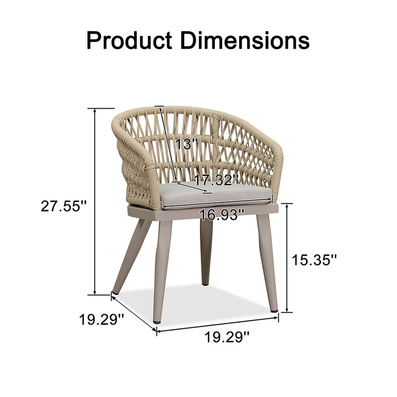 PURPLE LEAF Modern Outdoor Dining Table with 6/8/10 Seats, All-Weather Aluminum Table and Rattan Chairs with Cushions, Champagne