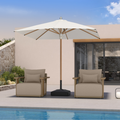 PURPLE LEAF Premium Teak‑Finish Aluminum Frame Outdoor Patio Market Umbrella with Rope Pulley Lift