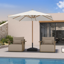 PURPLE LEAF Premium Teak‑Finish Aluminum Frame Outdoor Patio Market Umbrella with Rope Pulley Lift