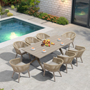 PURPLE LEAF 7/9/11 Pieces Outdoor Dining Set with Aluminium Table and Rattan Chairs, Champagne