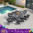 PURPLE LEAF 7/9/11 Pieces Outdoor Dining Set with Aluminium Patio Furniture Table and Rattan Chairs Sets for Deck, Backyard and Indoor, Grey