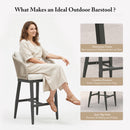 PURPLE LEAF Outdoor Bar Stools Patio Modern Aluminum Rattan High Back & Arms Bar Chairs with Removable Cushions and Pillows  for Outdoor or Indoor