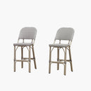 PURPLE LEAF Outdoor Bar Height Stools Set of 2 French Country Patio Rattan Bar Stool Chairs Outdoor Armless Barstools for Porch Garden Indoor Kitchen