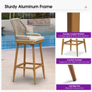 PURPLE LEAF Outdoor Swivel Counter Height Bar Stools Set of 2 Patio 360° Rotating All-Weather Wicker Stools with Back and Cushion for Outside Backyard Kitchen Bistro Garden Bar