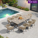 PURPLE LEAF 7/9/11 Pieces Outdoor Dining Set Aluminum Table & Wicker Rattan Chairs Modern Patio Furniture Set for Deck, Champagne