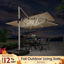 PURPLE LEAF Large Solar Yard Umbrellas Double Top Square Patio Umbrella with Lights