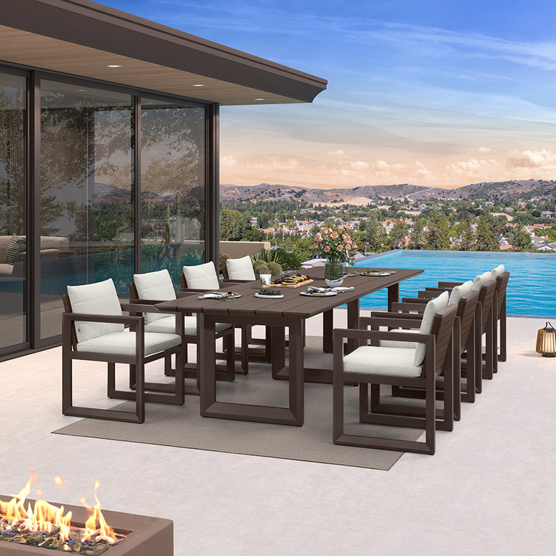 PURPLE LEAF Caesar Outdoor Dining Set Aluminum Luxury Patio Furniture Table and Chairs Set with Olifen Removable Thick Cushion and Pillow Patio Dining Sets for Garden Deck