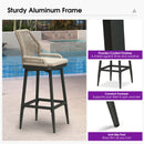 PURPLE LEAF Outdoor Swivel Counter Height Bar Stools Set of 2 Patio 360° Rotating All-Weather Wicker Stools with Back and Cushion for Outside Backyard Kitchen Bistro Garden Bar