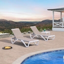 PURPLE LEAF Patio Chaise Lounge Chair Outdoor Plastic Textilene Sun Bathing Recliner Tanning Pool Lounger with 6 Adjustable Position for Outside Beach in-Pool Lawn Poolside